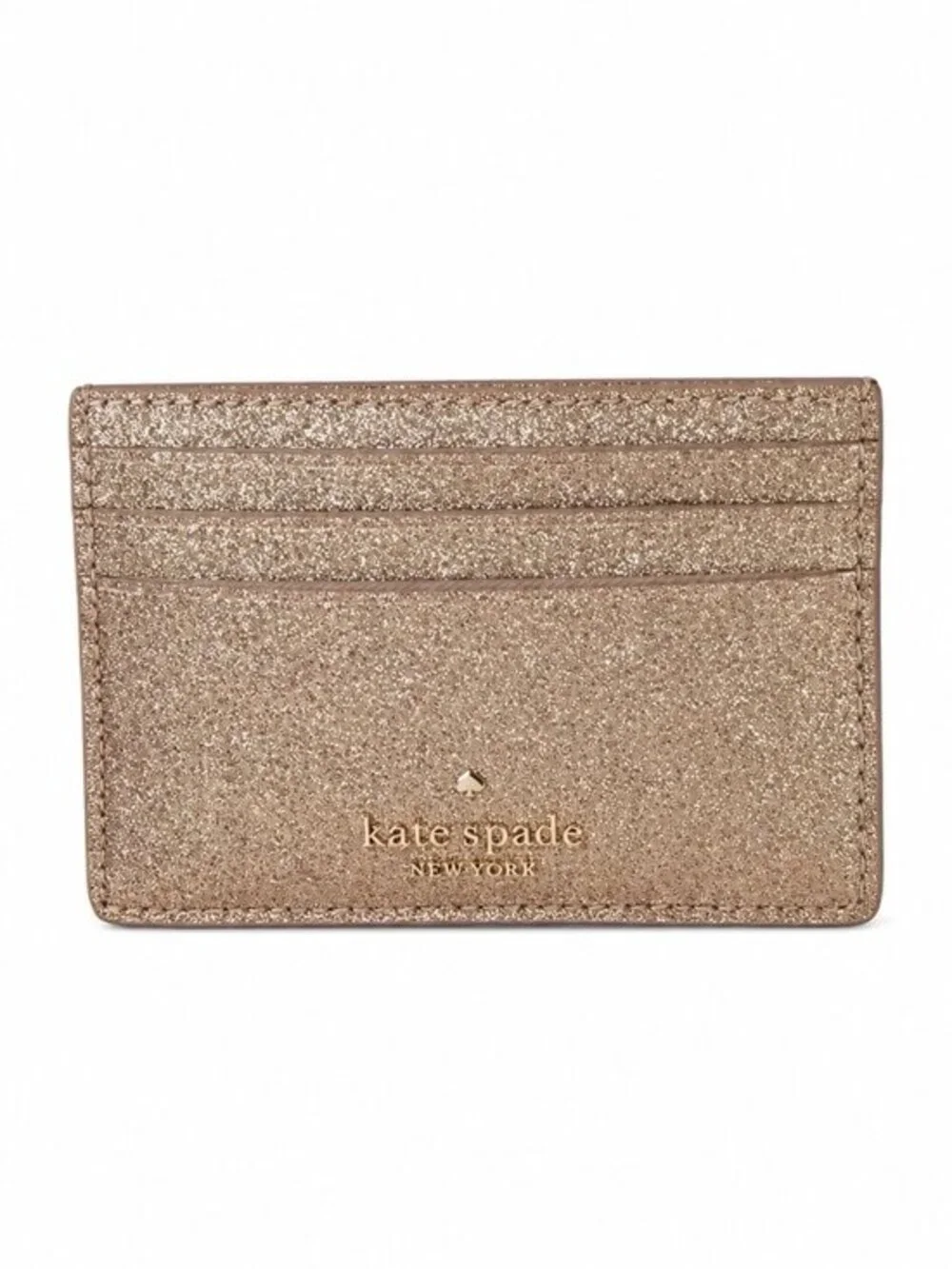 Kate Spade Gold Glitter Card Holder Wallet 6 Slot Slim NWT